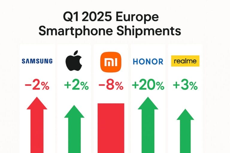 Honor sube mientras Xiaomi y Samsung caen en el primer trimestre de 2025 en el mercado europeo