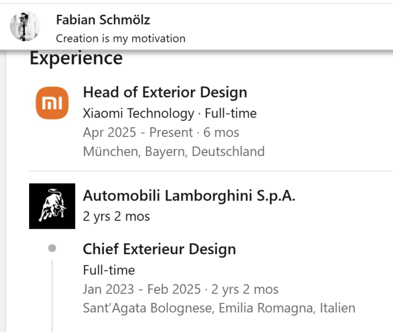Former Lamborghini Designer Now Leads Xiaomi's European Exterior Design ...