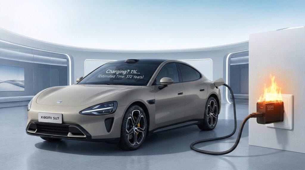 Xiaomi SU7 charging via Xiaomi phone charger