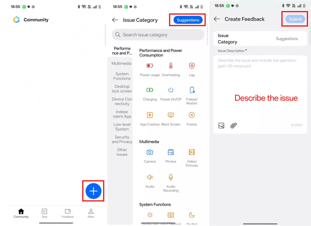ColorOS bug report: How to use the OS Testing app to submit issues and suggestions 3 Bug report on ColorOS