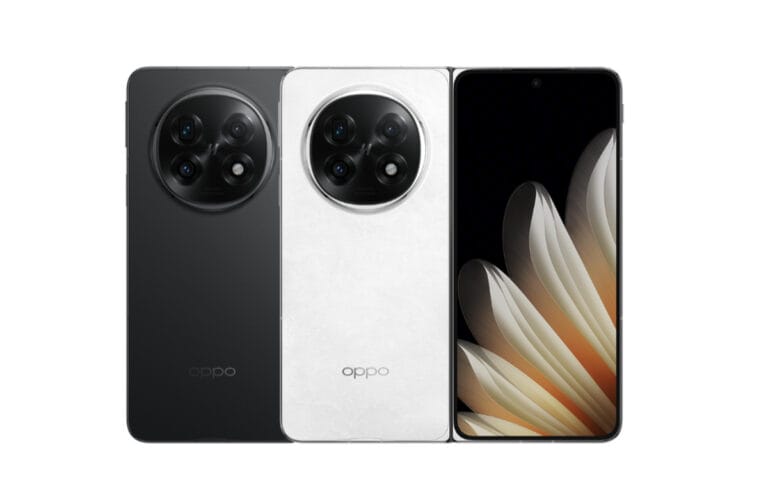 New render shows OPPO Find N6 in three colors, orange variant with golden hinge stands out