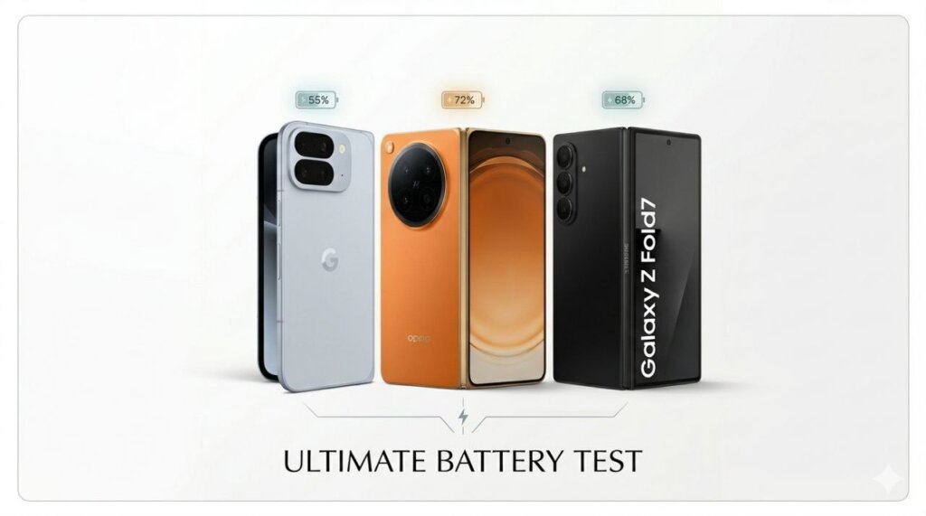 Foldable Phones Battery Test: OPPO Find N6 Outlasts Galaxy Z Fold7 and Pixel 10 Pro Fold 1 battery test for Foldables