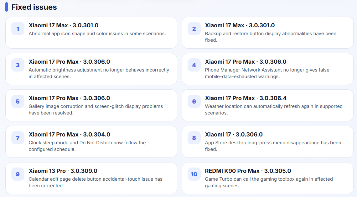 Xiaomi publishes May 29 HyperOS 3 stability update report 2 HyperOS 3