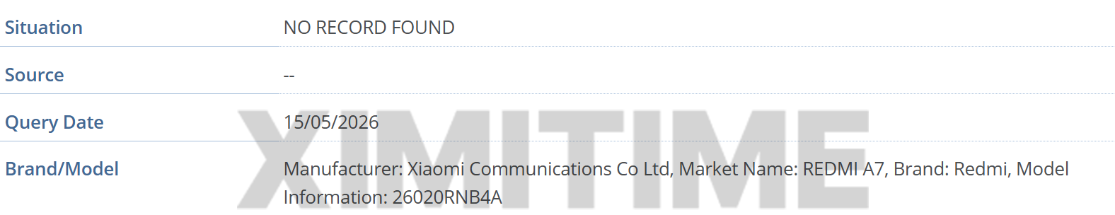 REDMI 17 and POCO C95 Pro spotted on GSMA database with new model numbers 3 REDMI A7 IMEI