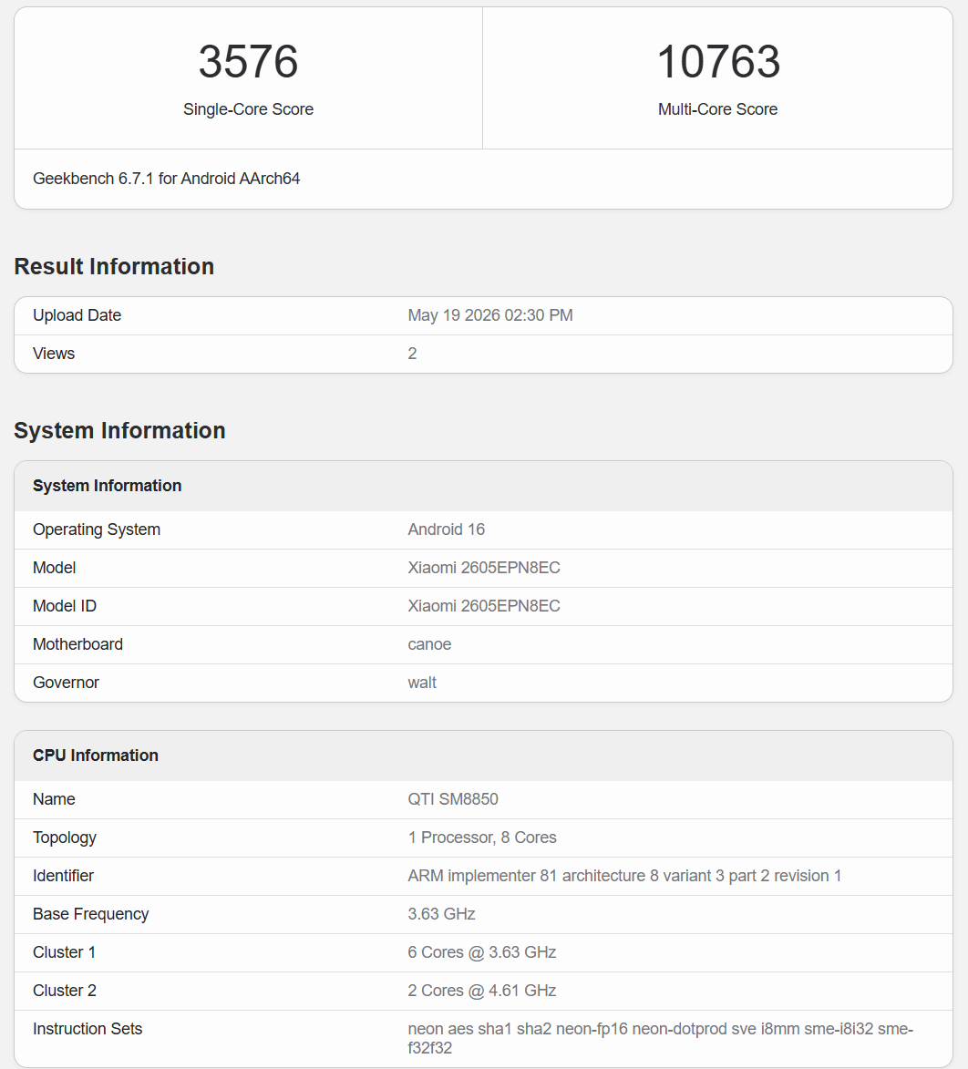 Xiaomi 17 Max appears on Geekbench with expected flagship scores 2 Xiaomi 17 Max Geekbench