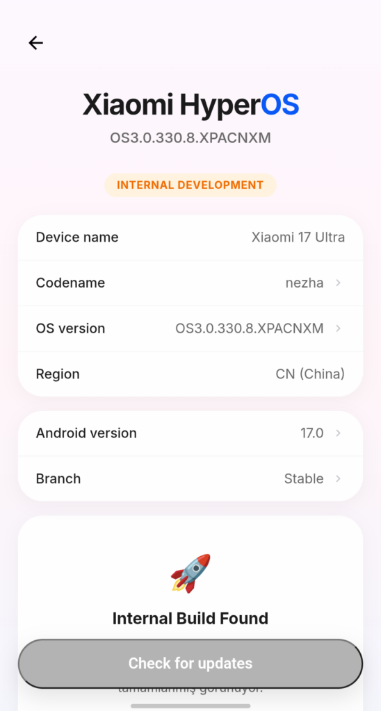Xiaomi 17 & Xiaomi 17 Ultra Android 17 HyperOS 3.3 Internal Builds Confirmed 2 Screenshot 20260702 143514