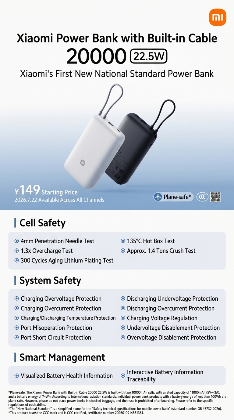 Xiaomi launches new 20000mAh power bank with built-in cable for $21 2 Xiaomi powerbank with built in cable