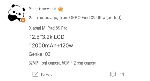 Xiaomi Pad 8S Pro to Feature XRING O3 Chip and 12.5-Inch 3.2K LCD Display 2 translated image en 1