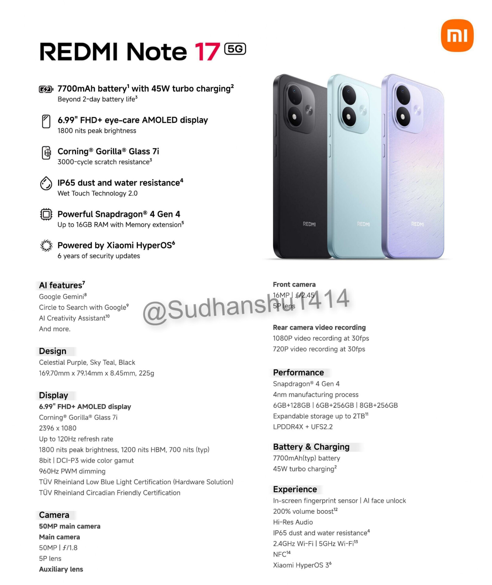 REDMI Note 17 Pro Max leaks with massive 9210mAh battery and Snapdragon 6 Gen 5 7 REDMI Note 17 1