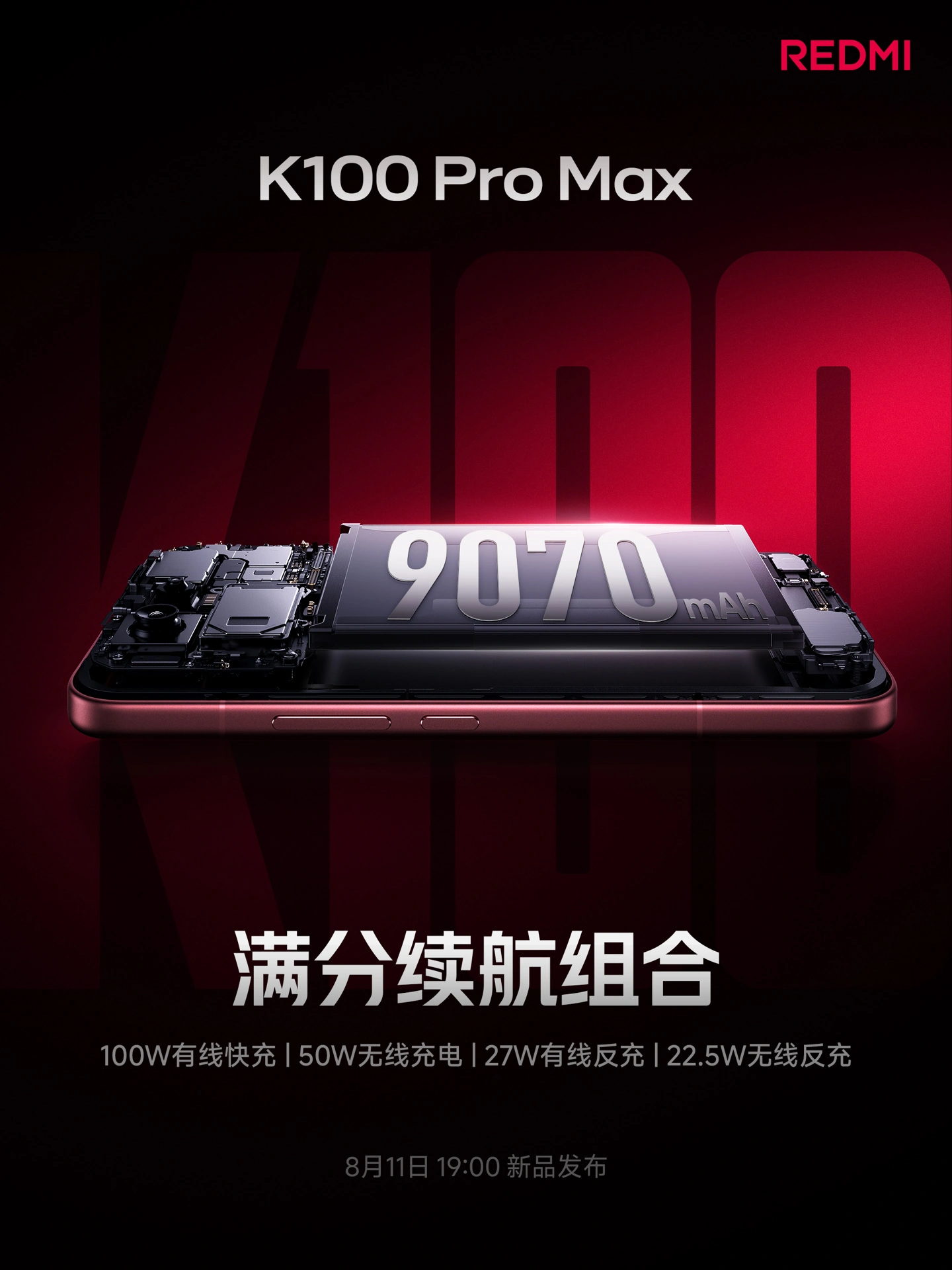 REDMI K100 Pro Max Features 9070mAh Battery and High-Speed Charging