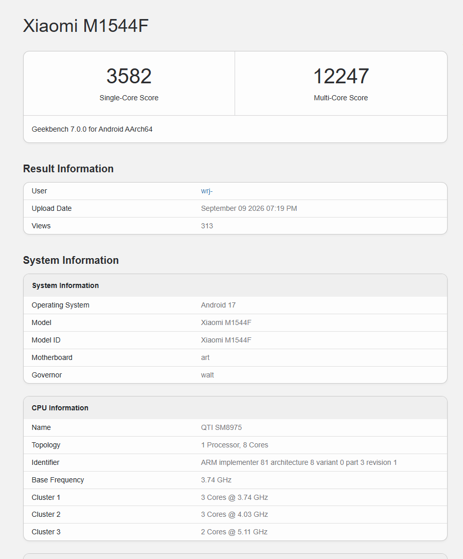 Xiaomi 18 Pro Max Spotted on Geekbench Performance Test 2 Ekran goruntusu 2026 09 10 113622