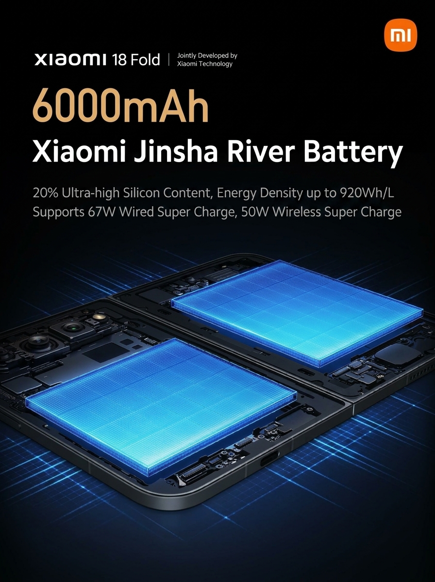 Xiaomi 18 Fold Unveils 6000mAh High-Density Battery 2 MIX FOLD 6000 mAh battery