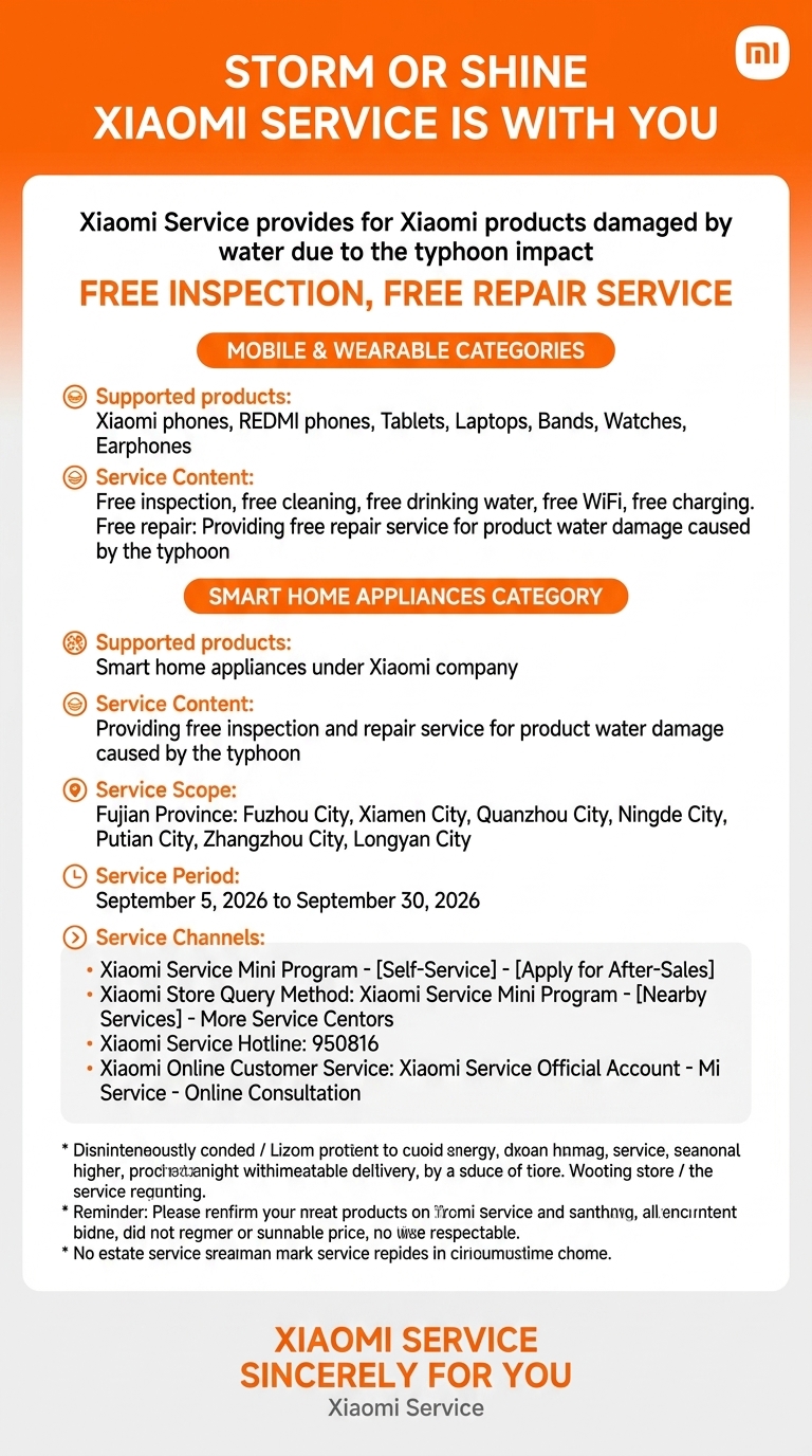 Xiaomi supports China users with free repairs after typhoon Shadel-D 2 Mijia service