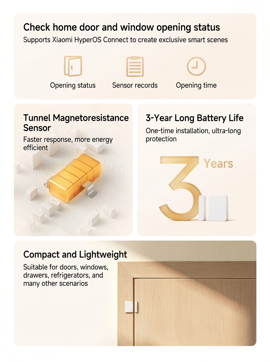 Xiaomi Sensor 3 Tracks Door, Drawer Openings with Long-Lasting Battery Efficiency 2 Xiaomi door sensor 3 2