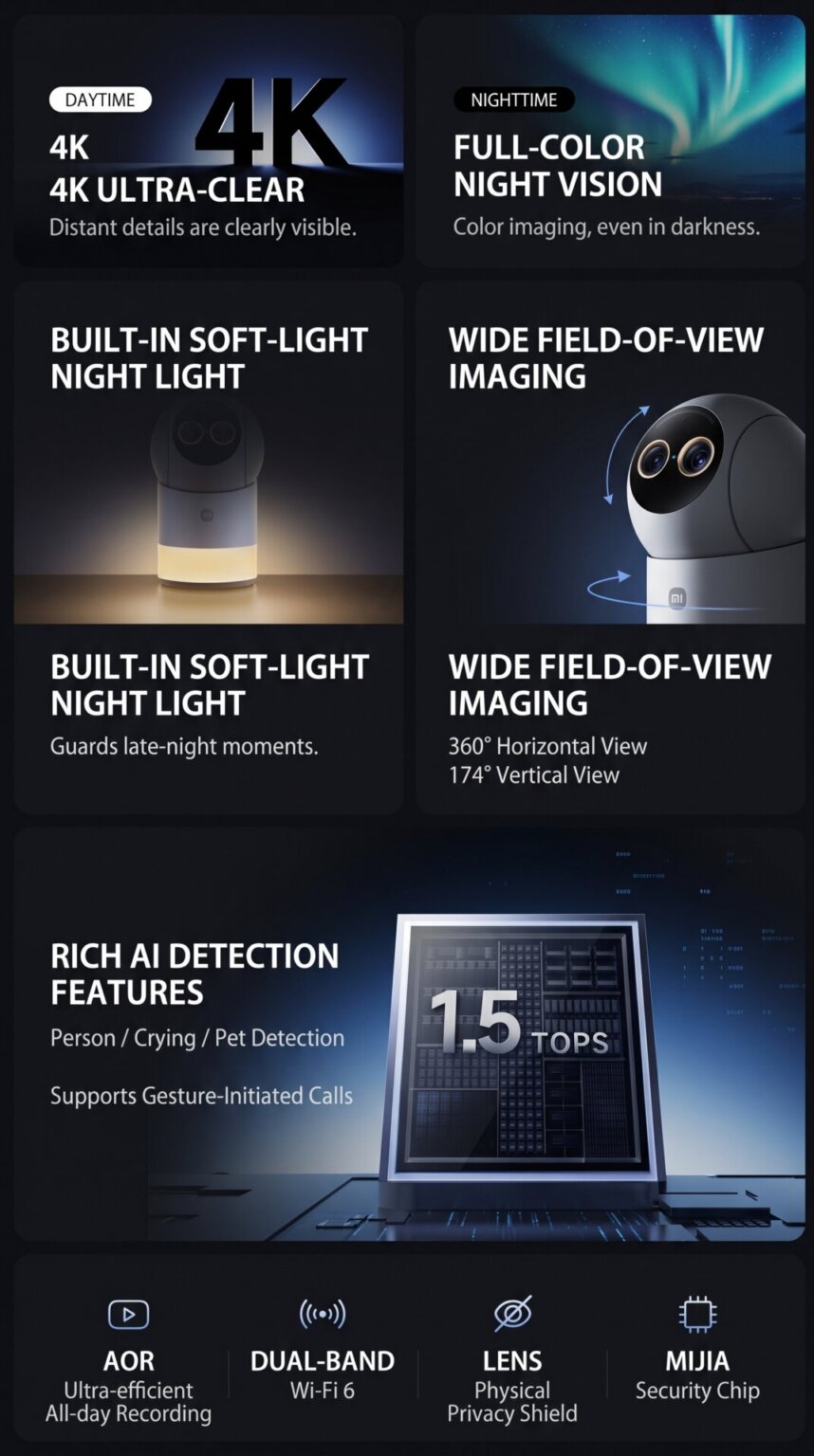 September Color:red Xiaomi launches 4K full-color night vision camera with AI detection for ...