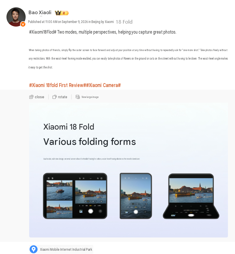 Xiaomi 18 Fold camera supports two modes for more flexible photography 2 translated image en 1