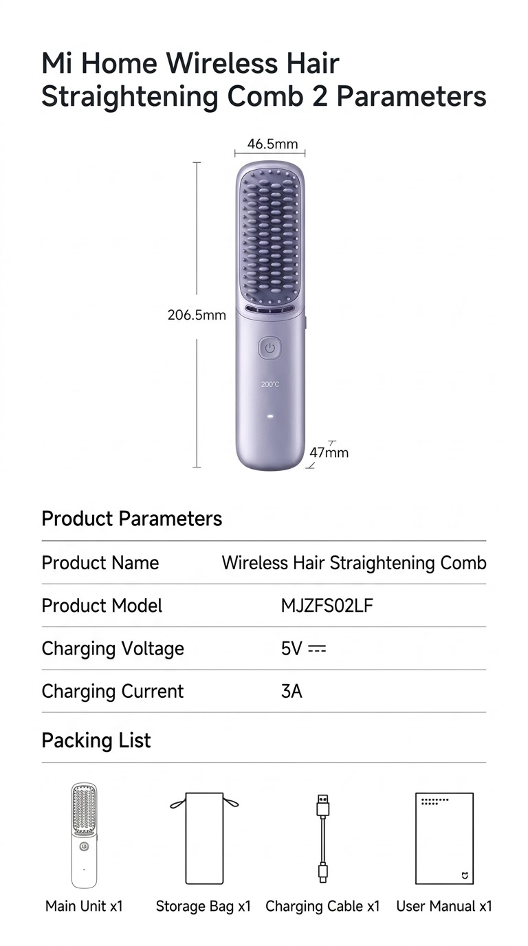 New Xiaomi Wireless Hair Straightening Brush 2 Features Advanced PI Heating Tech 2 291264738 1791112509296218