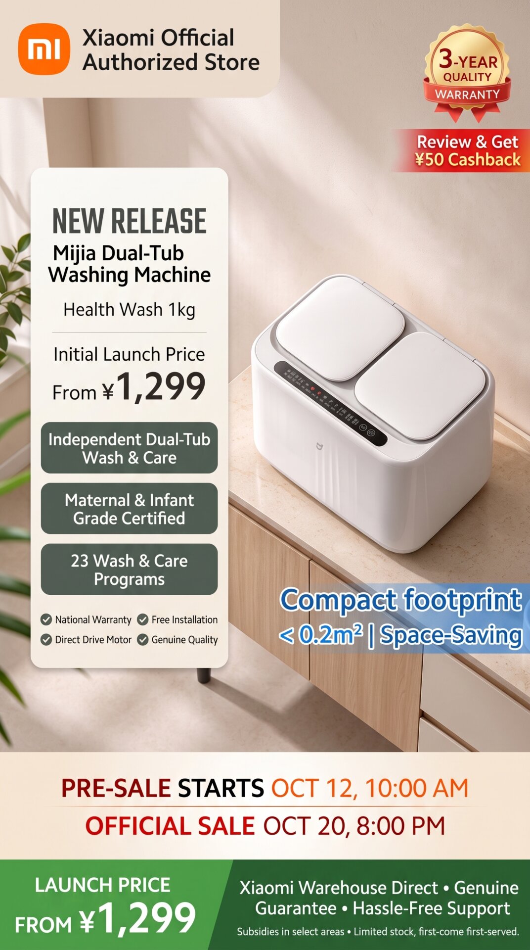 Xiaomi launches Mijia 1KG Portable Twin-Tub Washing Machine 2 Mijia Washing Machine 2
